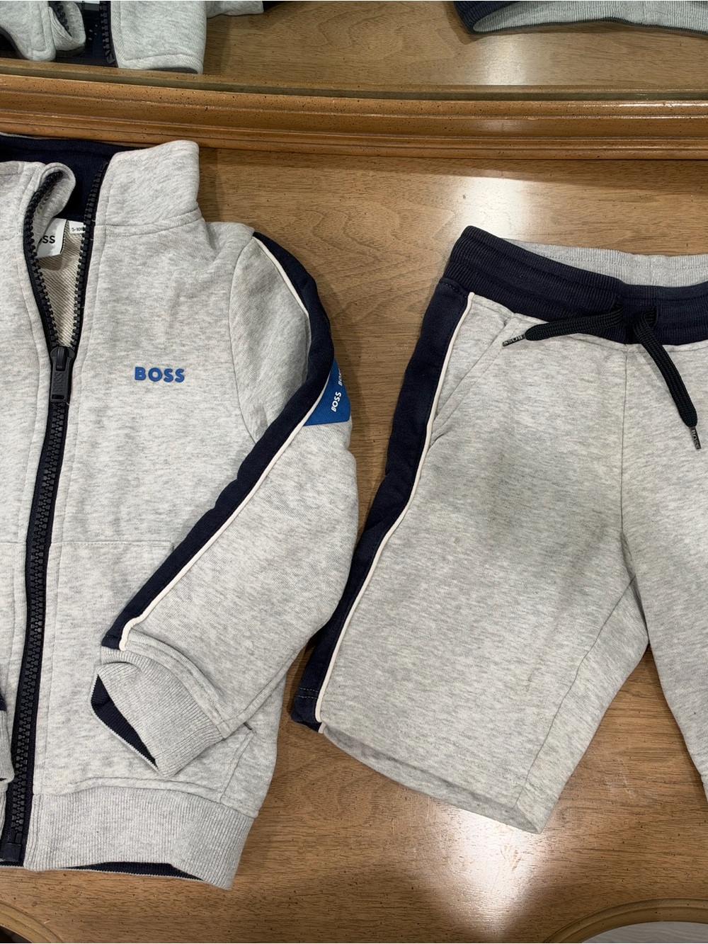 Hugo Boss Light Gray & Navy Two-Piece Shorts Set